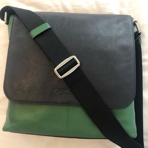 Coach Leather Messenger Bag, inside zip, cell phone & multifunctional pockets.